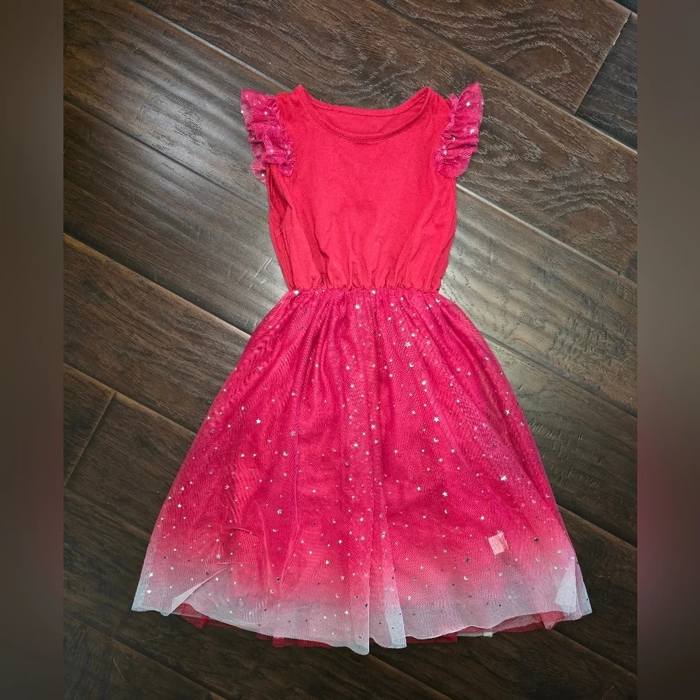Shein Girls Red Tulle Star Dress Medium